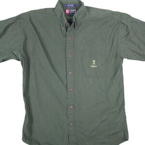 VTG Chaps Ralph Lauren Mens Green Button-Down Shirt M Royal logo Guatemala